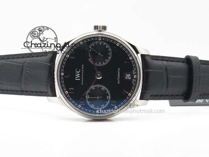 MIROTIME 0205 Practical Portuguese Real PR IW500109 ZF 1:1 Best Edition Black Dial On Black Leather Strap A52010 V 7308